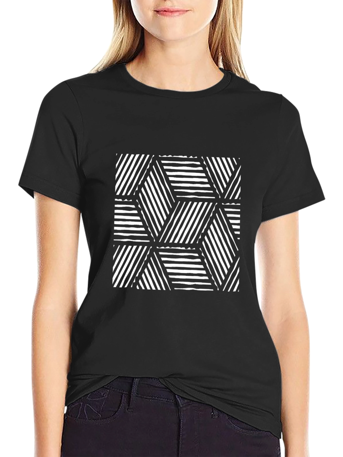 Geometric Pattern Tee - Black