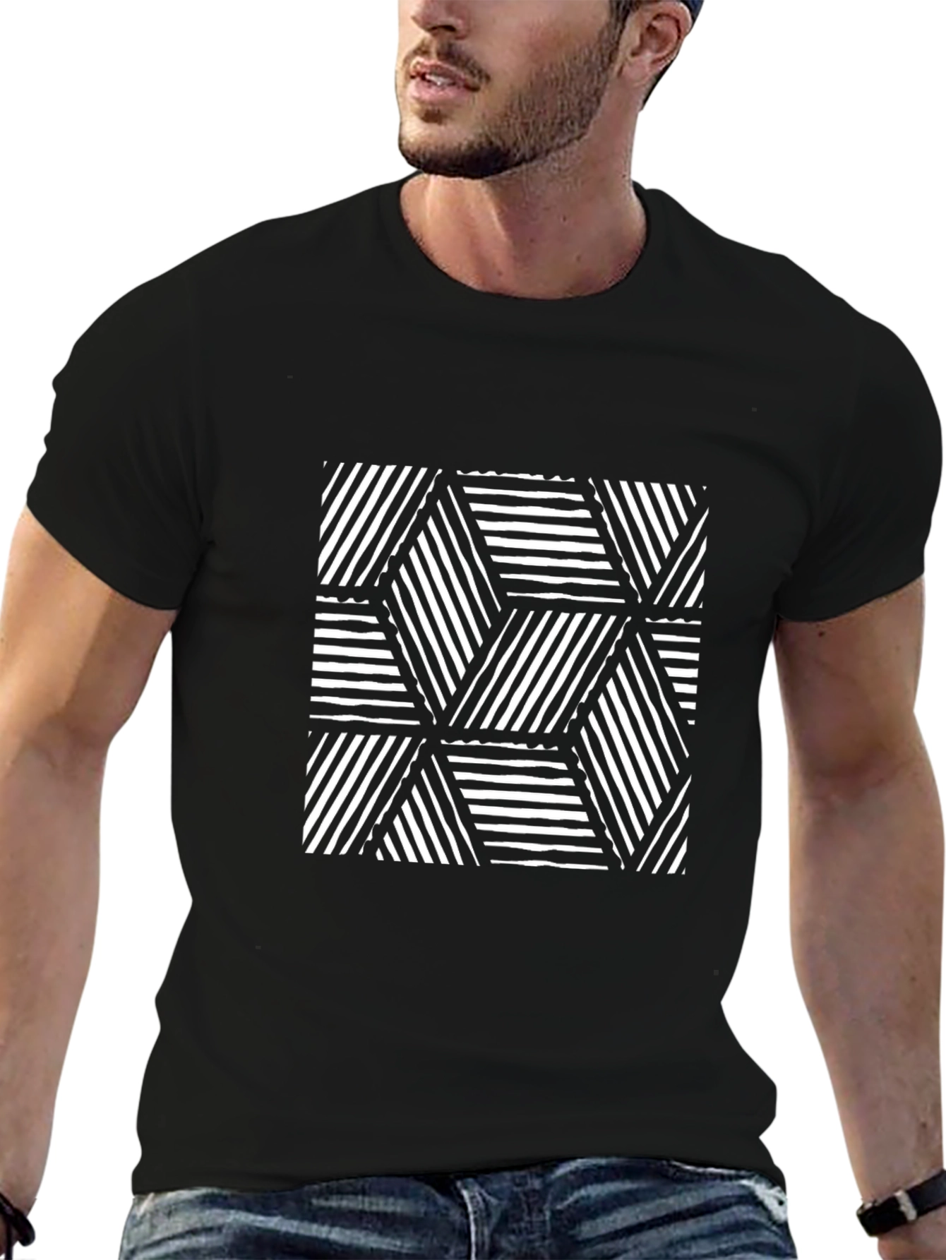Geometric Pattern Tee - Black