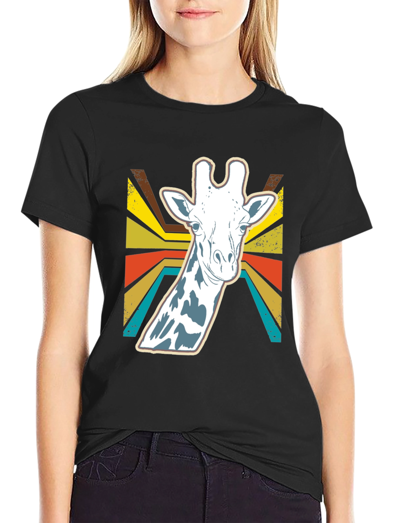 Retro Giraffe Graphic Tee - Stylish Animal Print Shirt