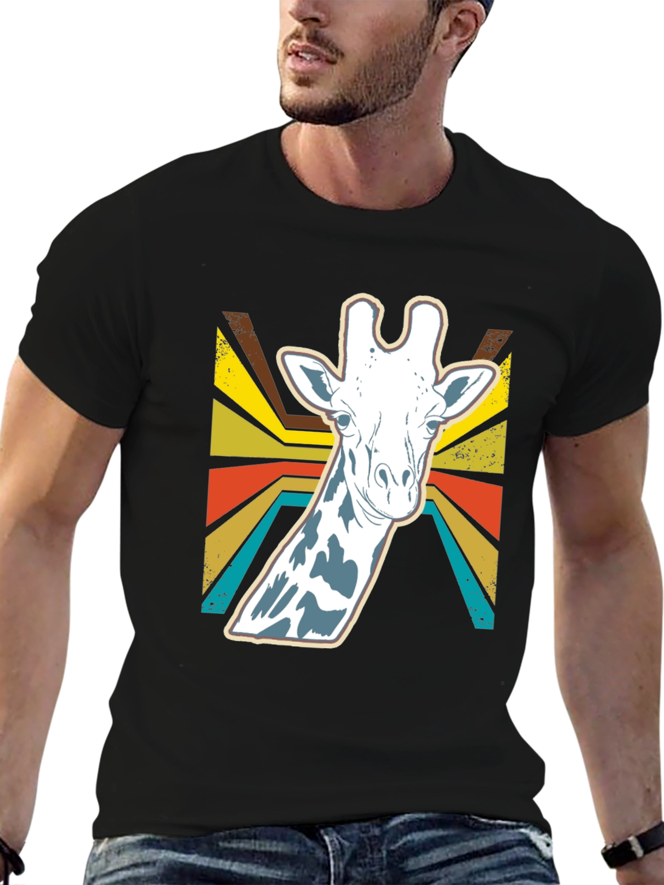 Retro Giraffe Graphic Tee - Stylish Animal Print Shirt