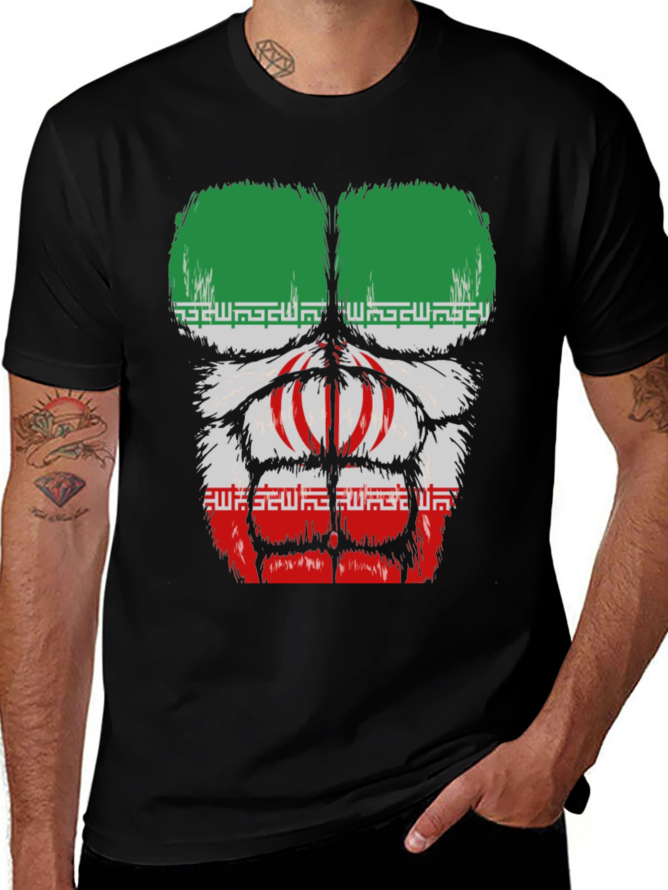 Iran Flag Gorilla Chest T-Shirt