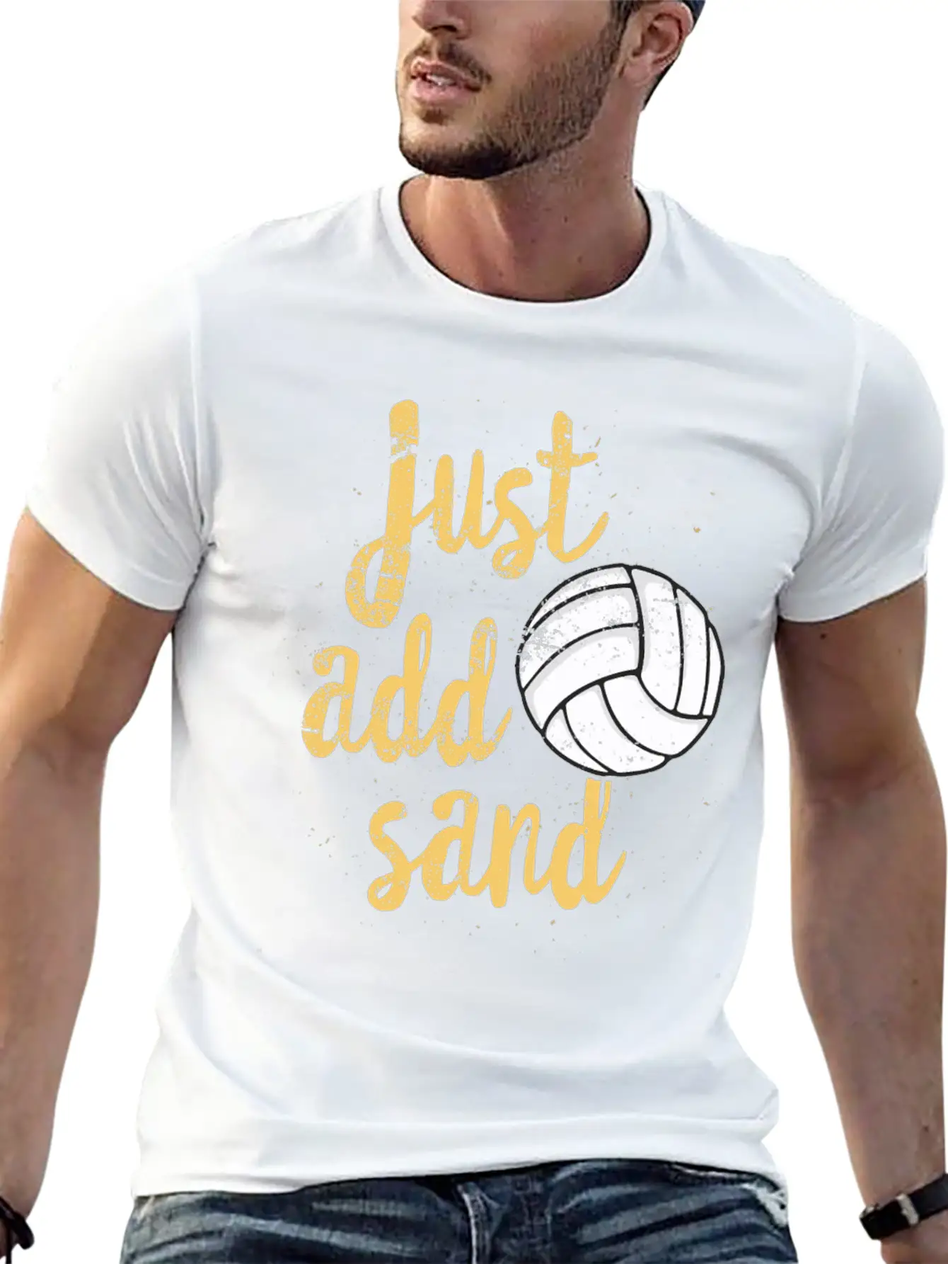 Just Add Sand Funny Volleyball T Shirt Unisex Casual T-Shirt – Clean Design For Daily Comfort