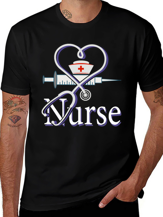 Nurse Graphic T-Shirt - Heart Stethoscope Design