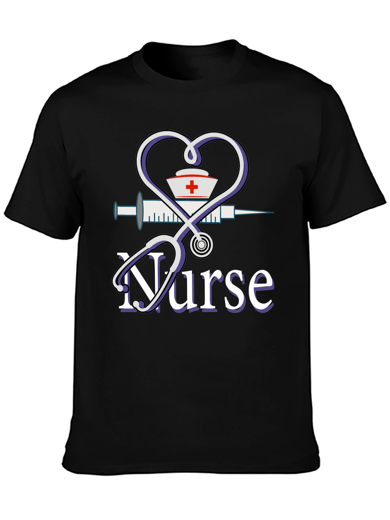 Nurse Graphic T-Shirt - Heart Stethoscope Design