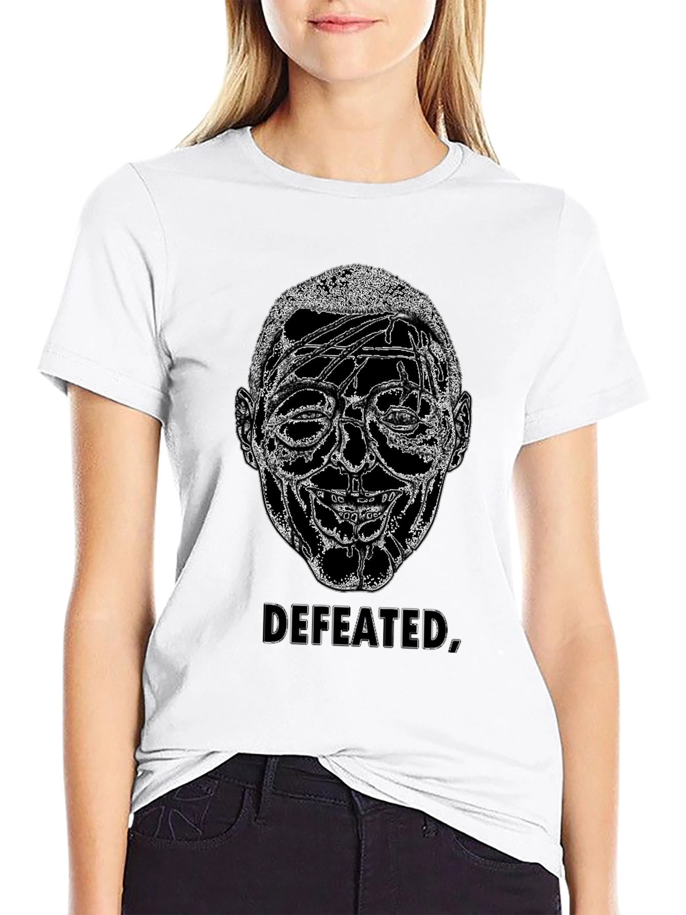 Defeated Graphic Print Black T-Shirt