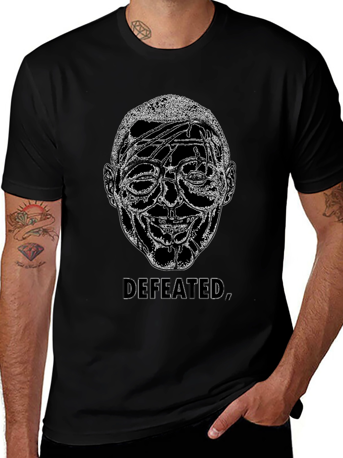 Defeated Graphic Print Black T-Shirt