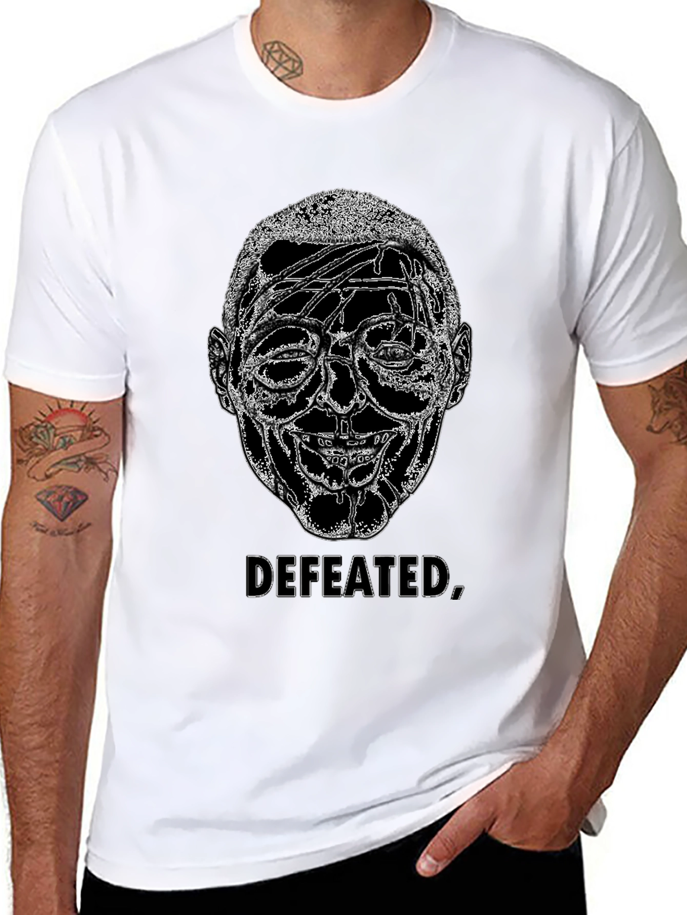 Defeated Graphic Print Black T-Shirt