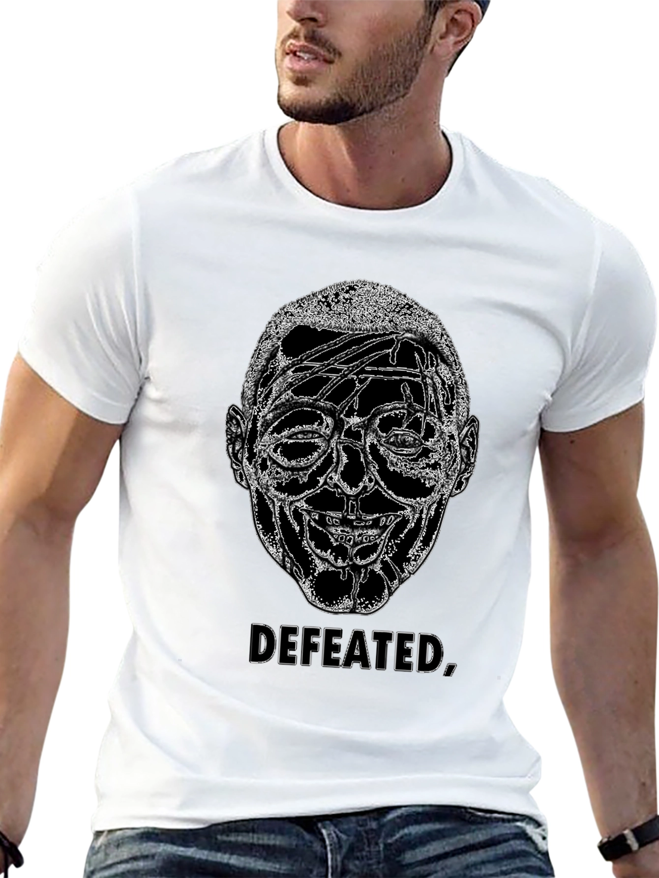 Defeated Graphic Print Black T-Shirt