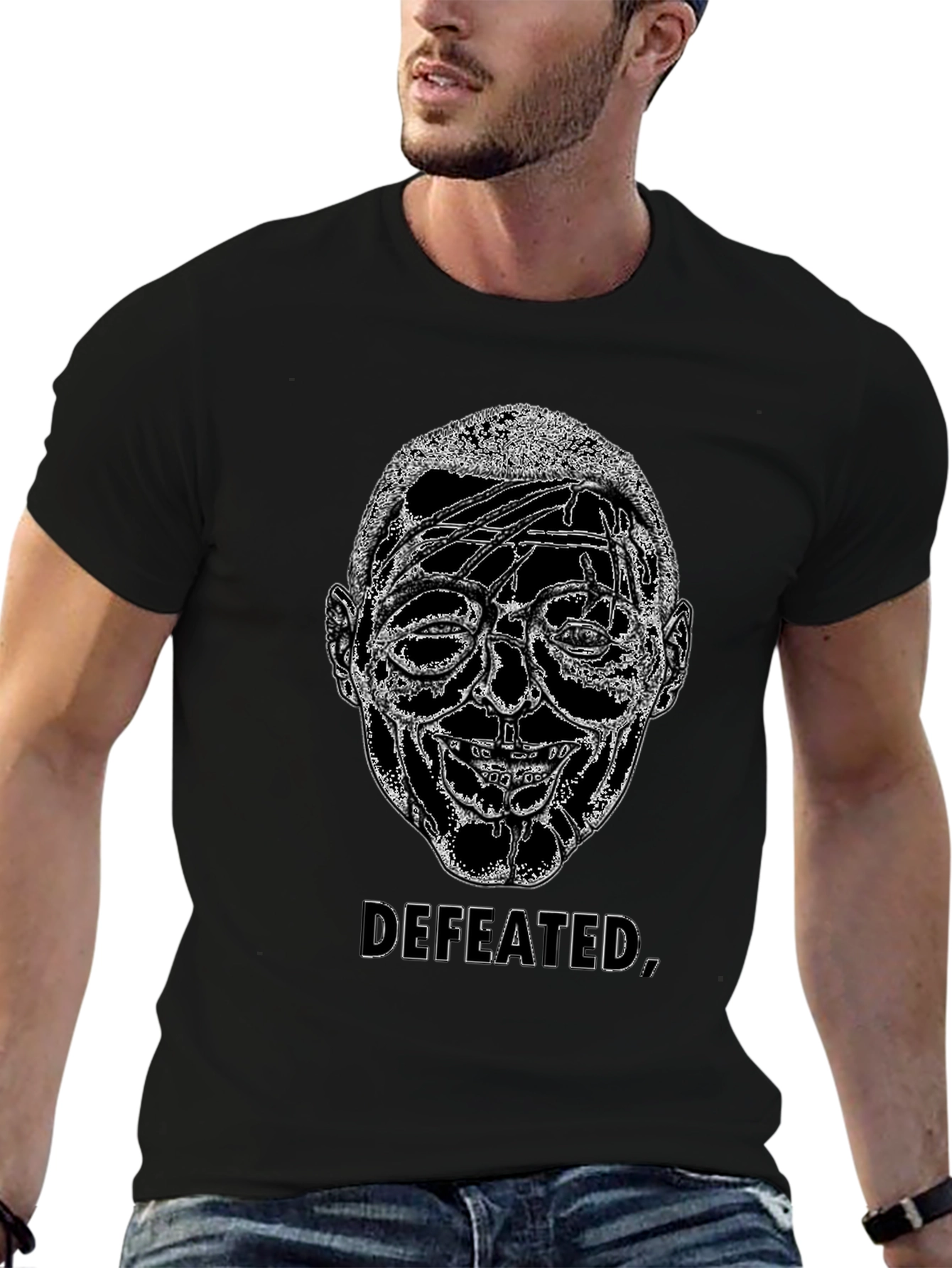 Defeated Graphic Print Black T-Shirt