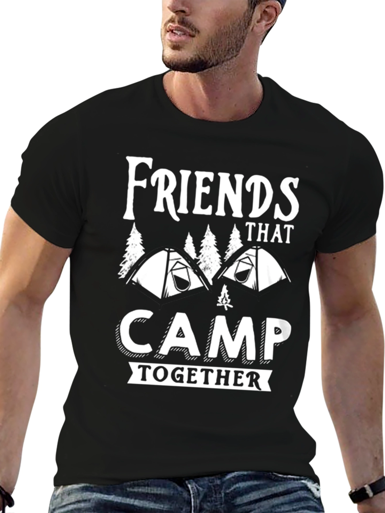 Friends That Camp Together Black T-Shirt