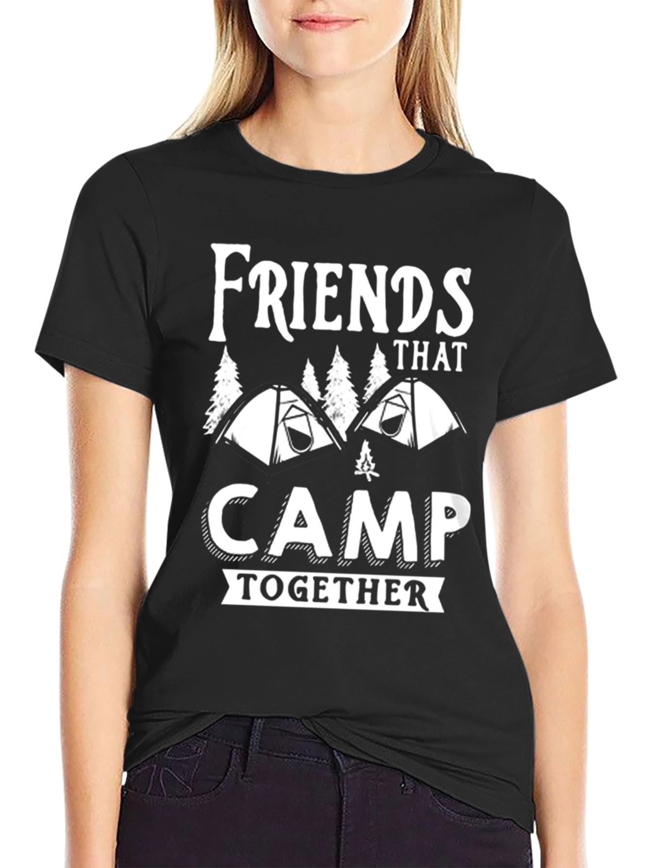 Friends That Camp Together Black T-Shirt