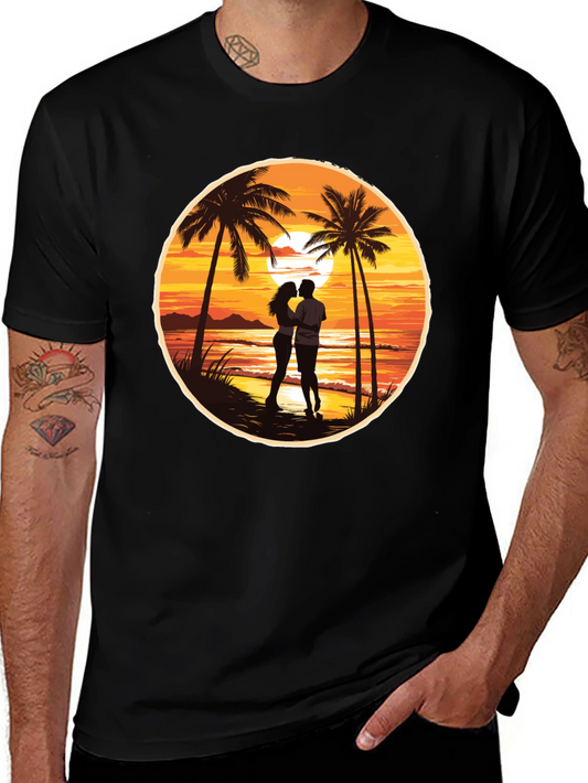 Sunset Beach Couple Graphic Tee