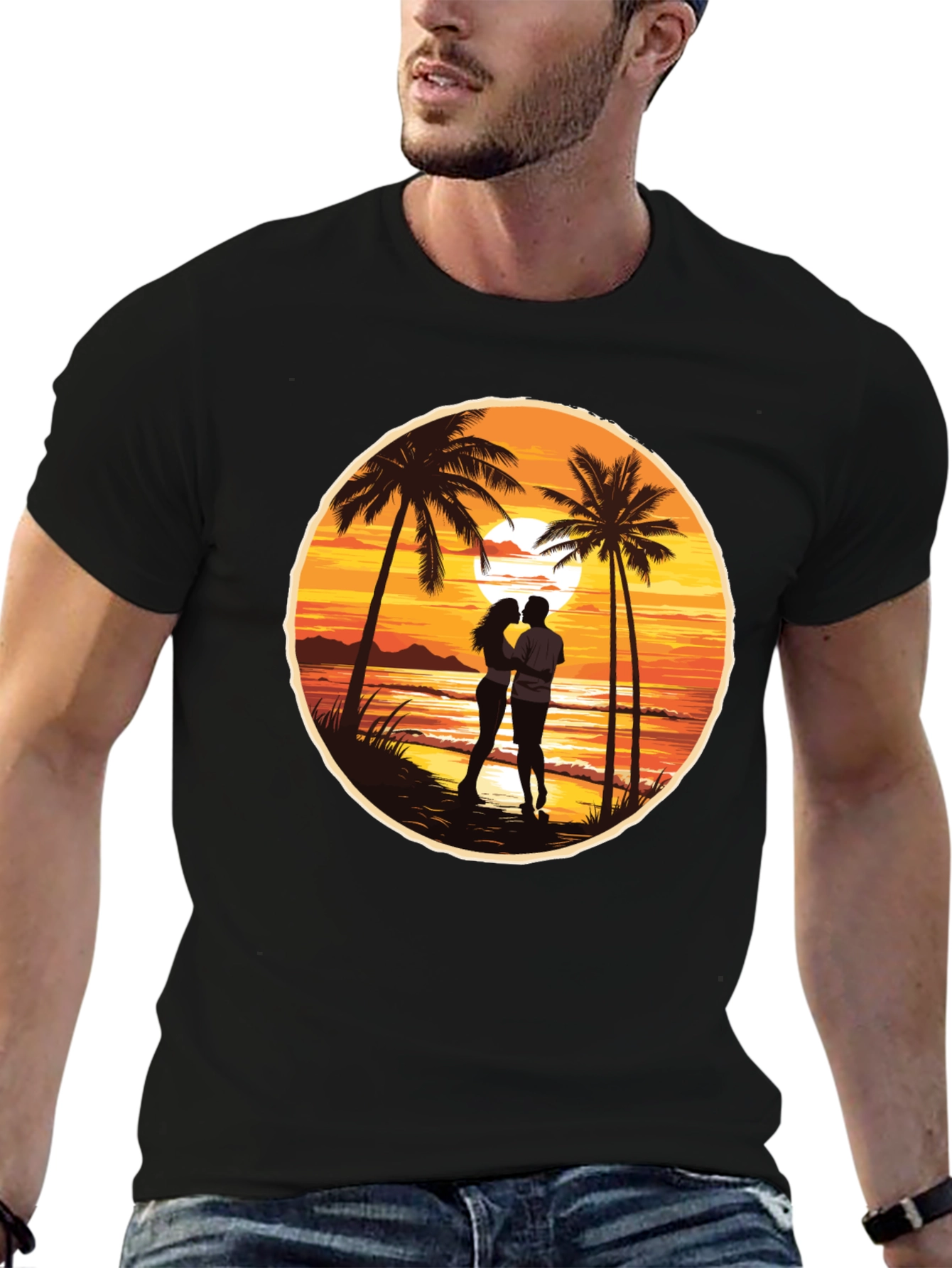 Sunset Beach Couple Graphic Tee