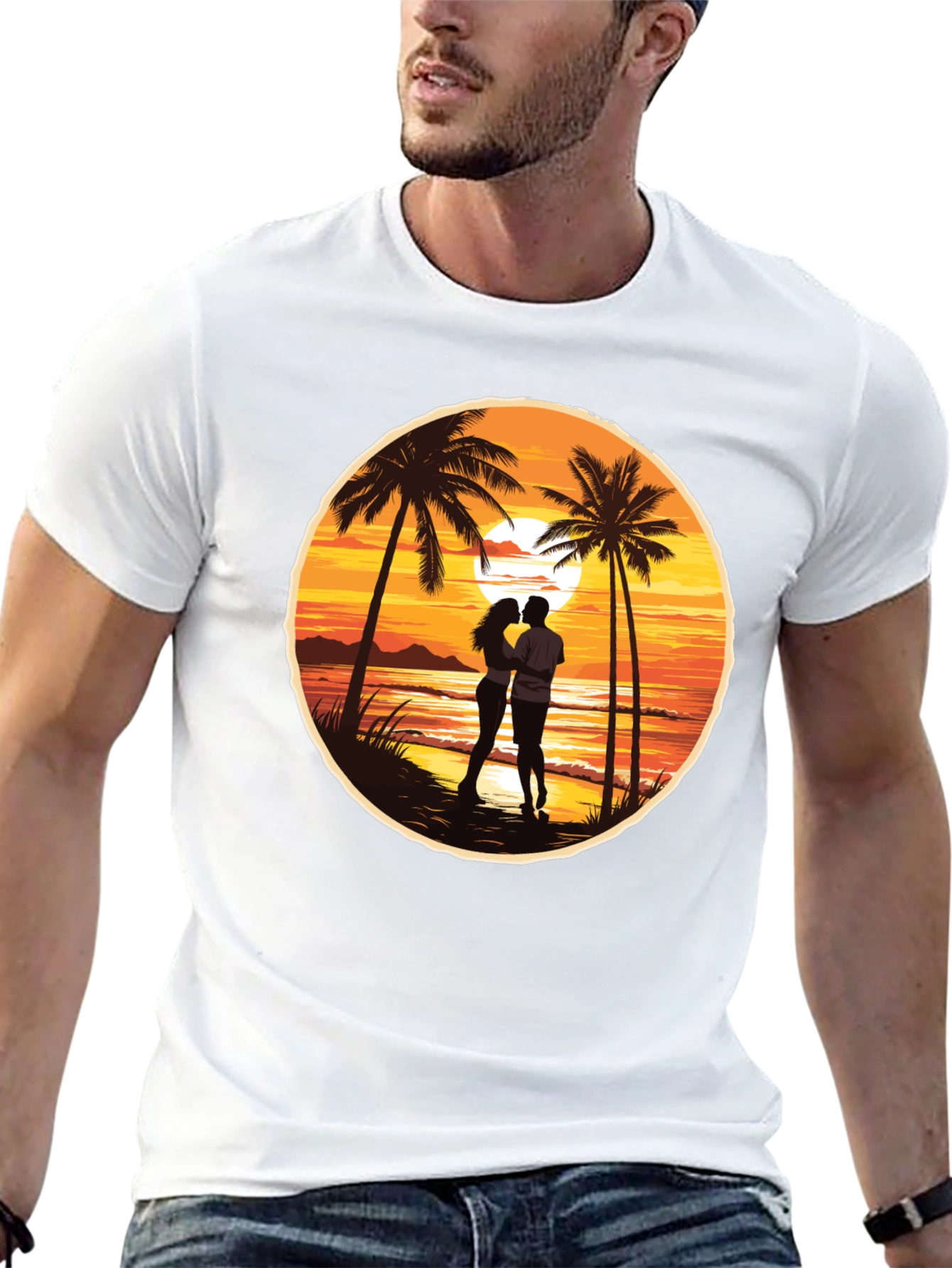 Sunset Beach Couple Graphic Tee