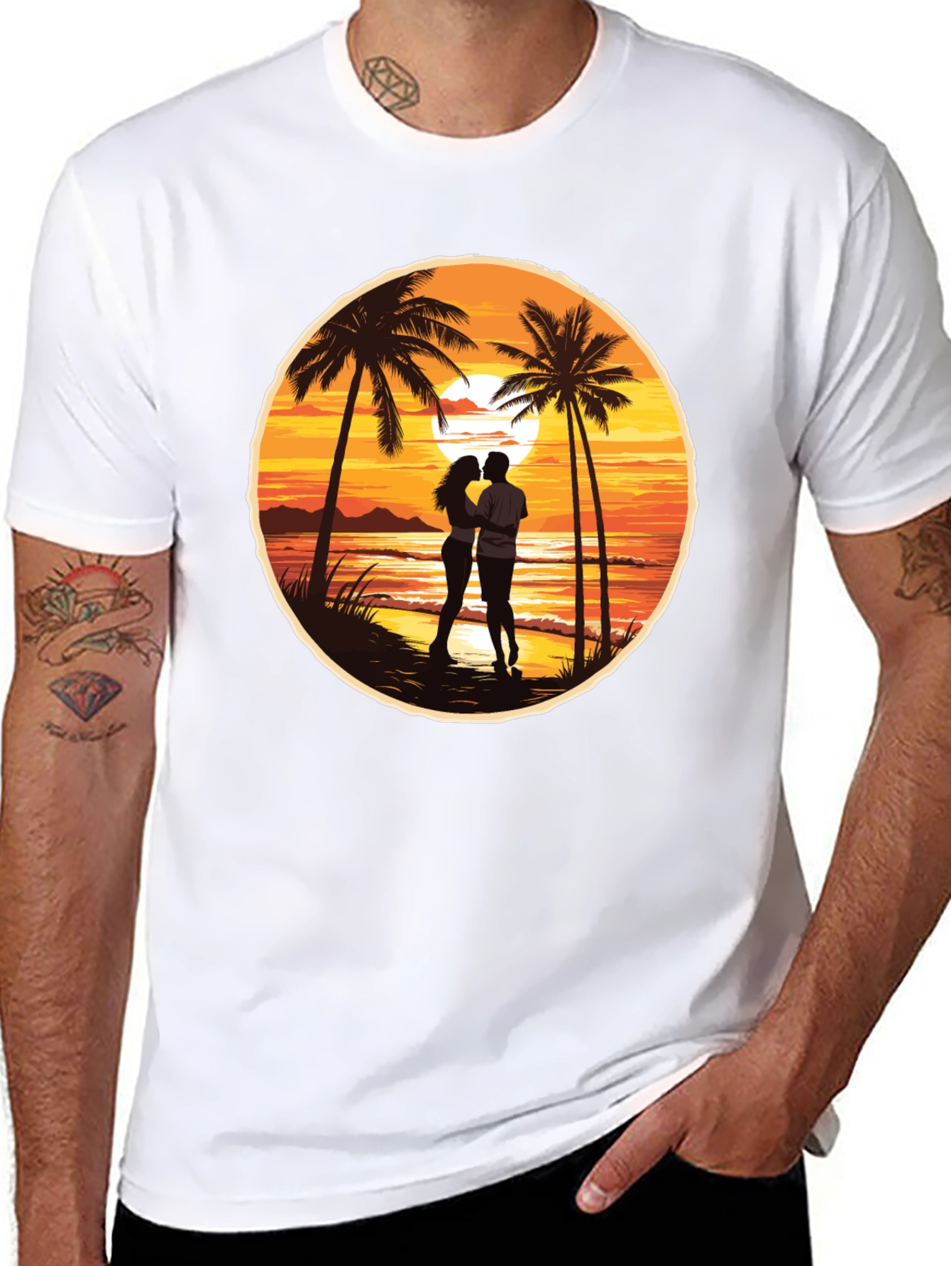 Sunset Beach Couple Graphic Tee