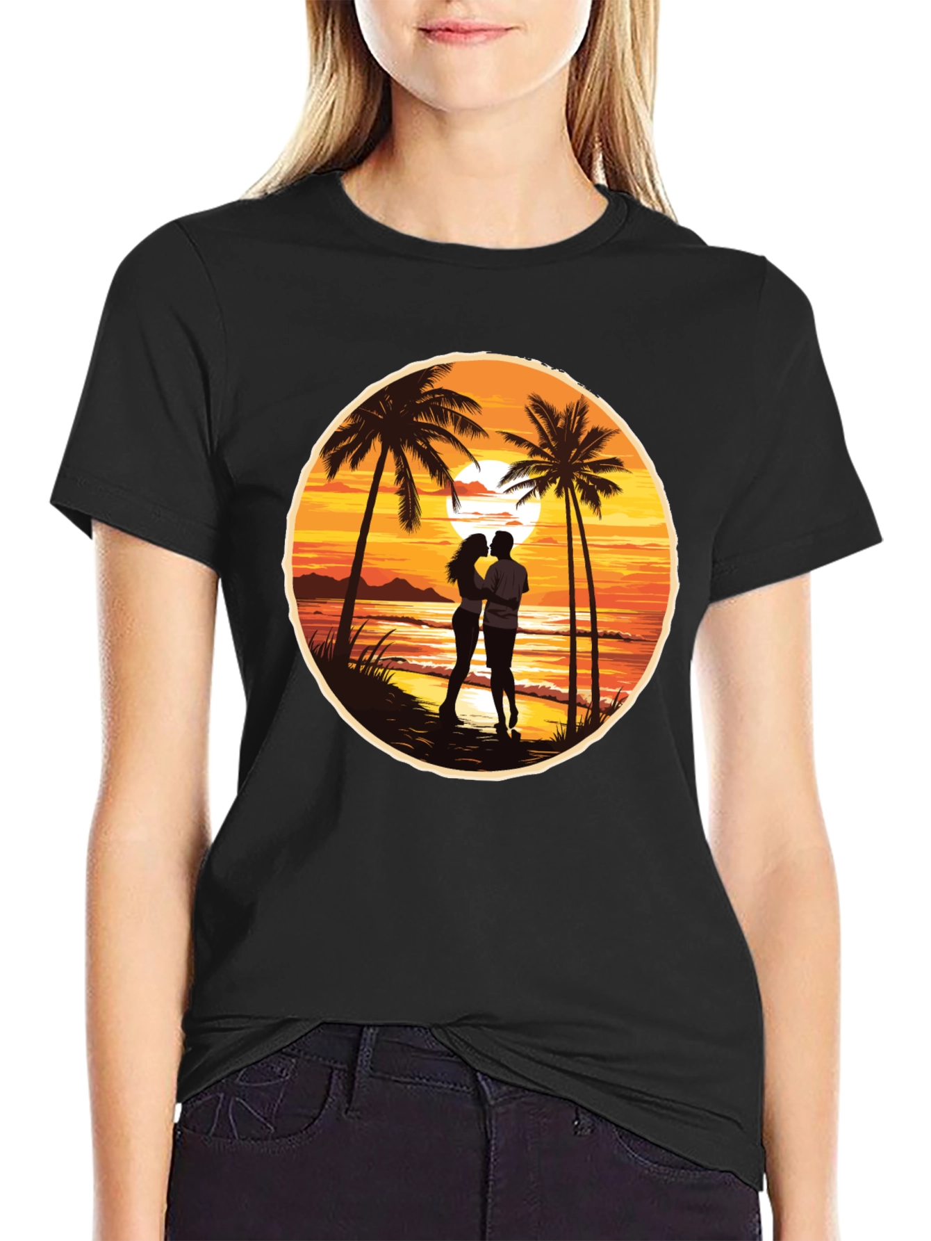 Sunset Beach Couple Graphic Tee