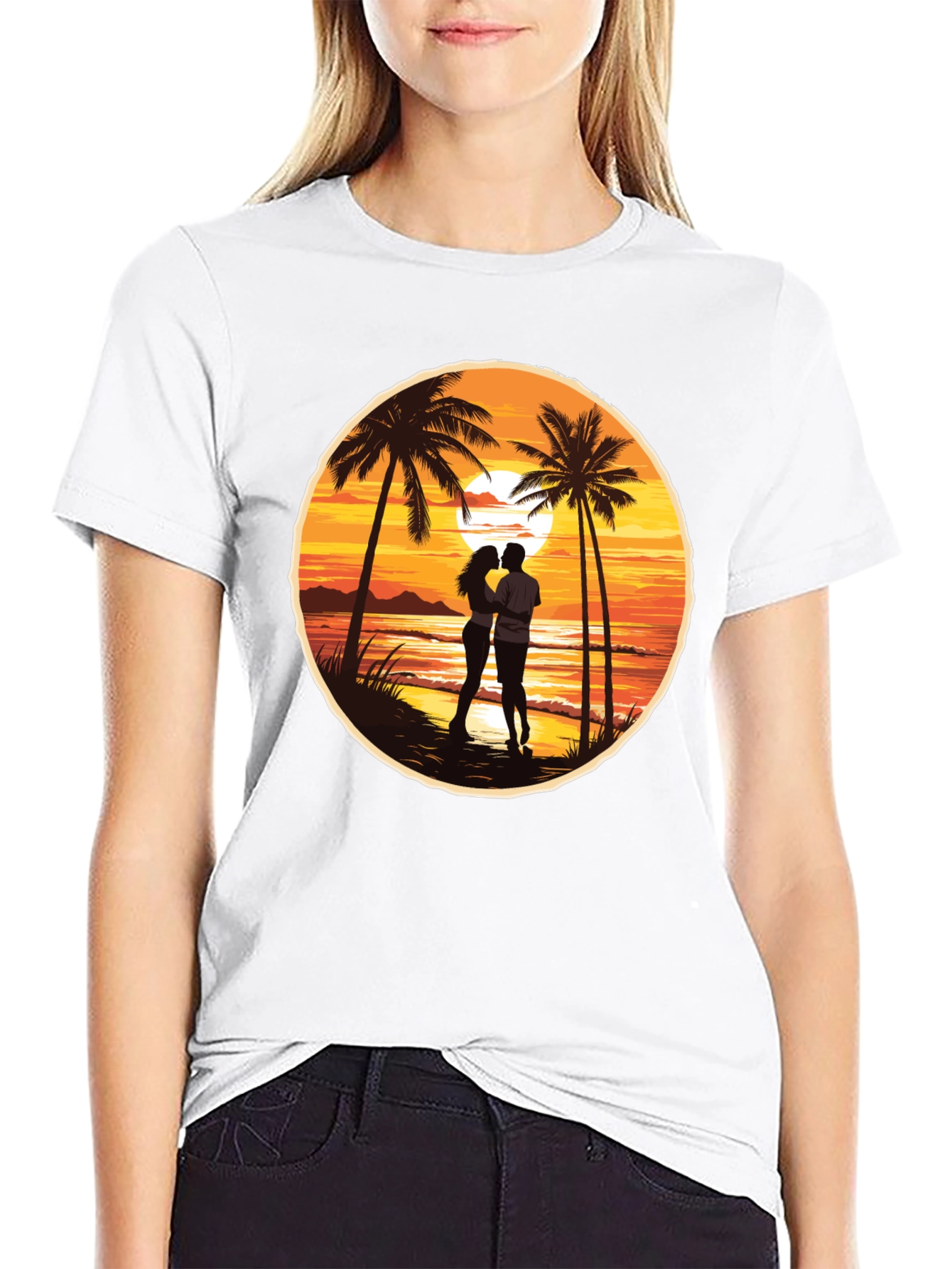 Sunset Beach Couple Graphic Tee