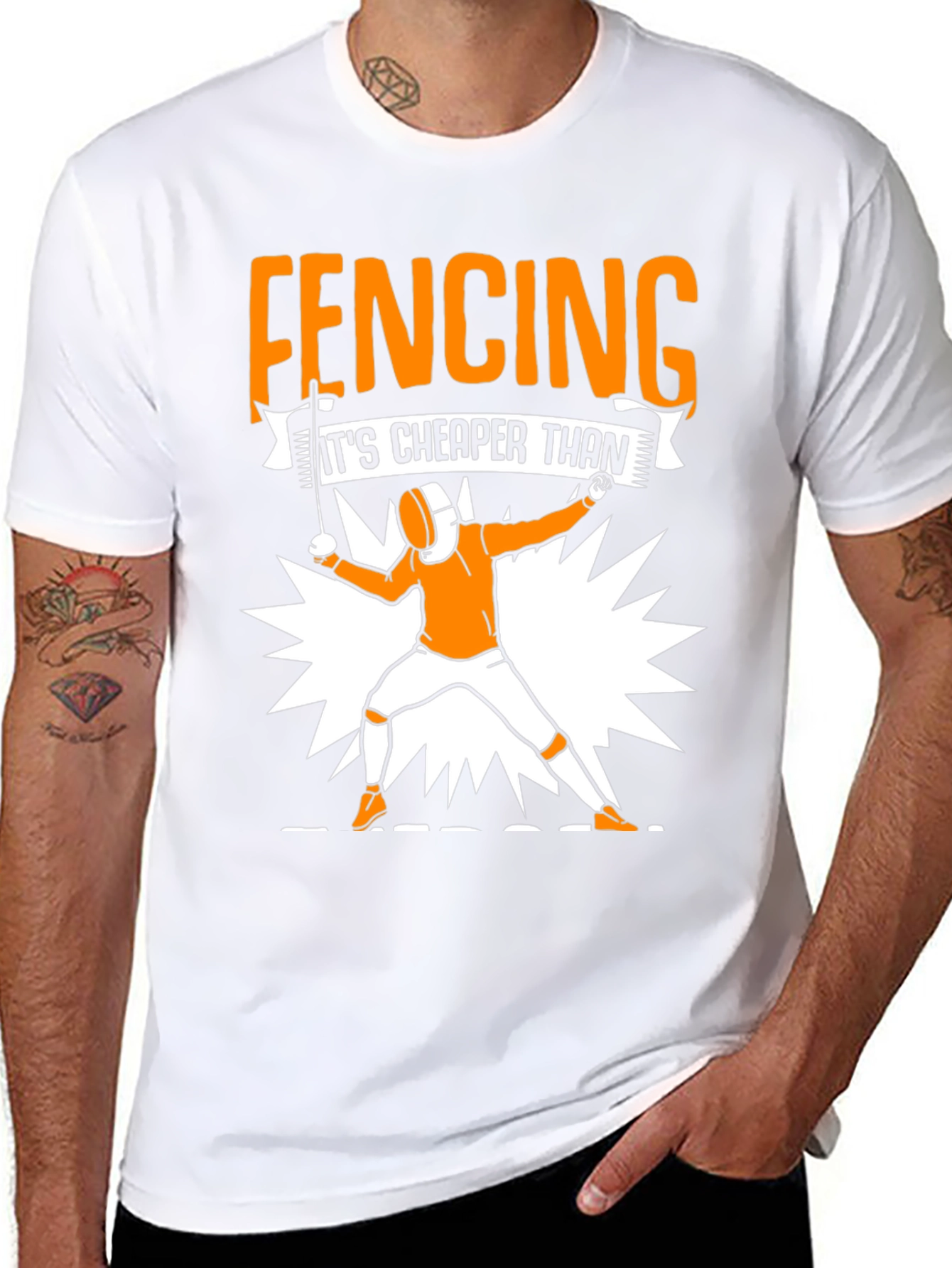 Fencing Cheaper Than Therapy Graphic Tee