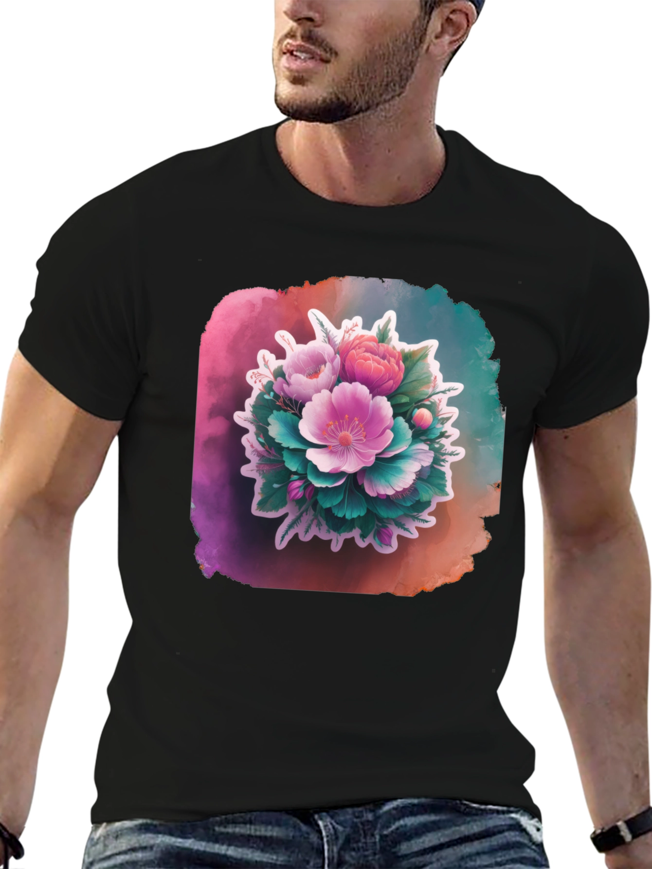 Floral Bouquet Black T-Shirt