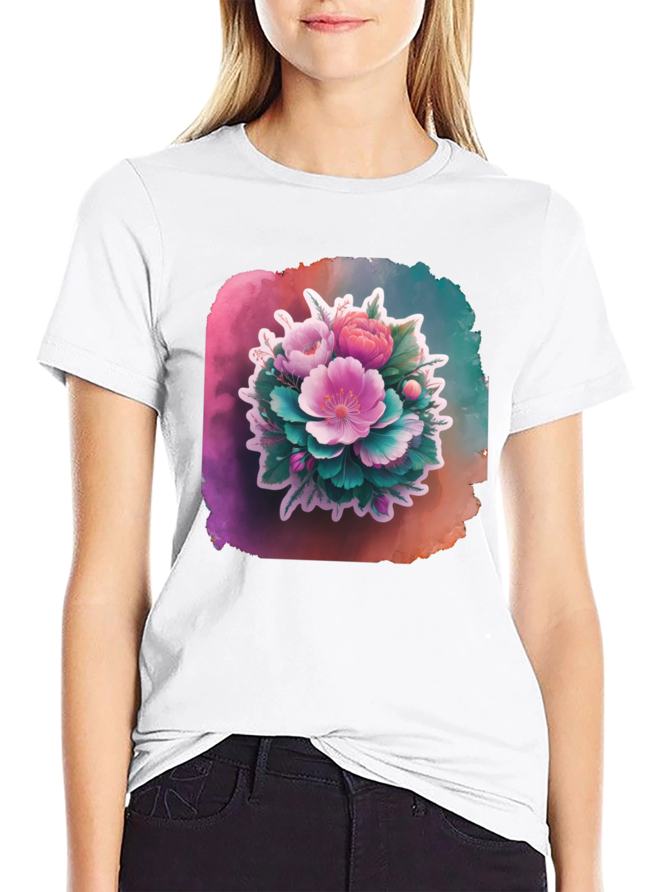 Floral Bouquet Black T-Shirt