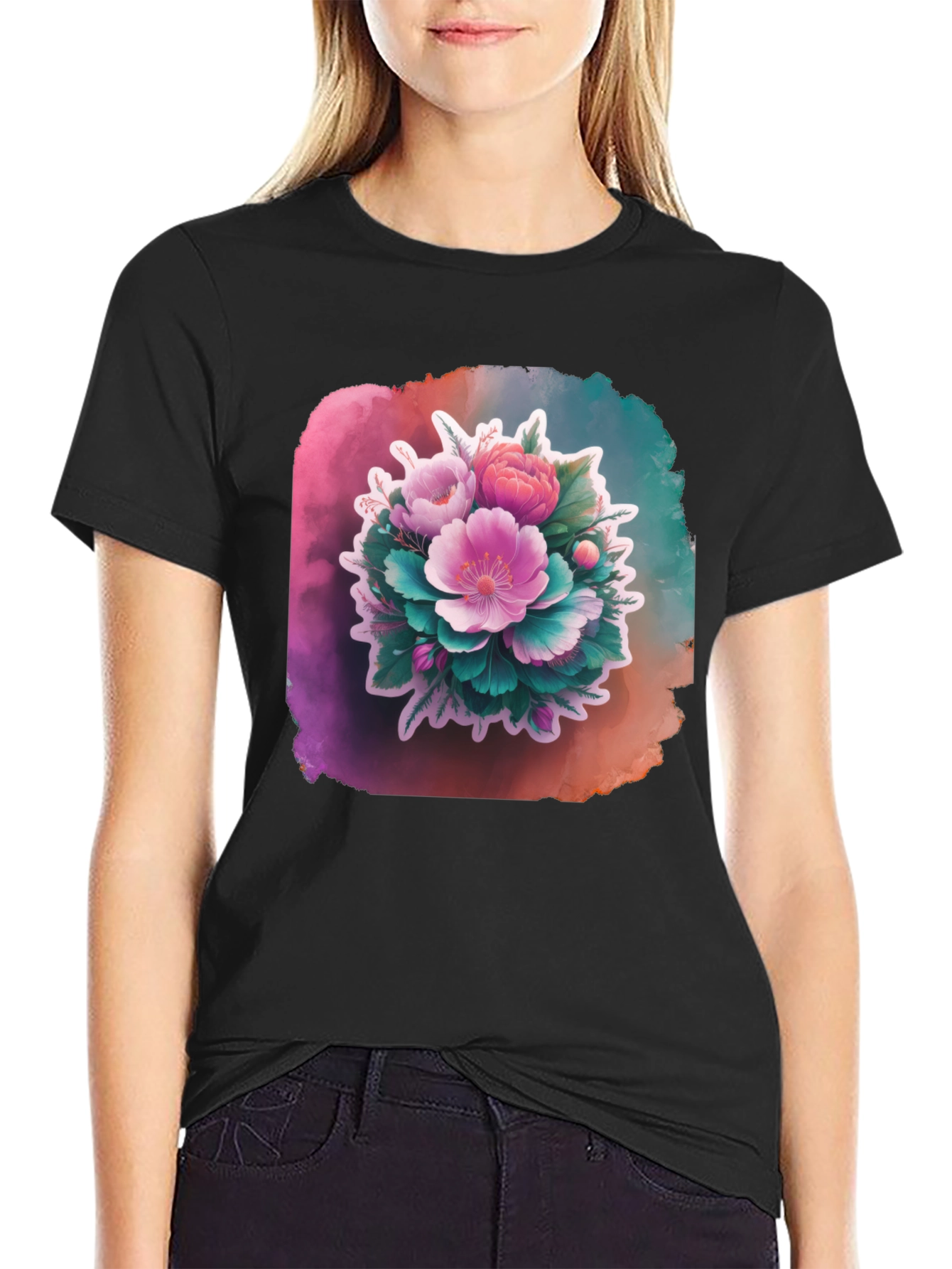 Floral Bouquet Black T-Shirt