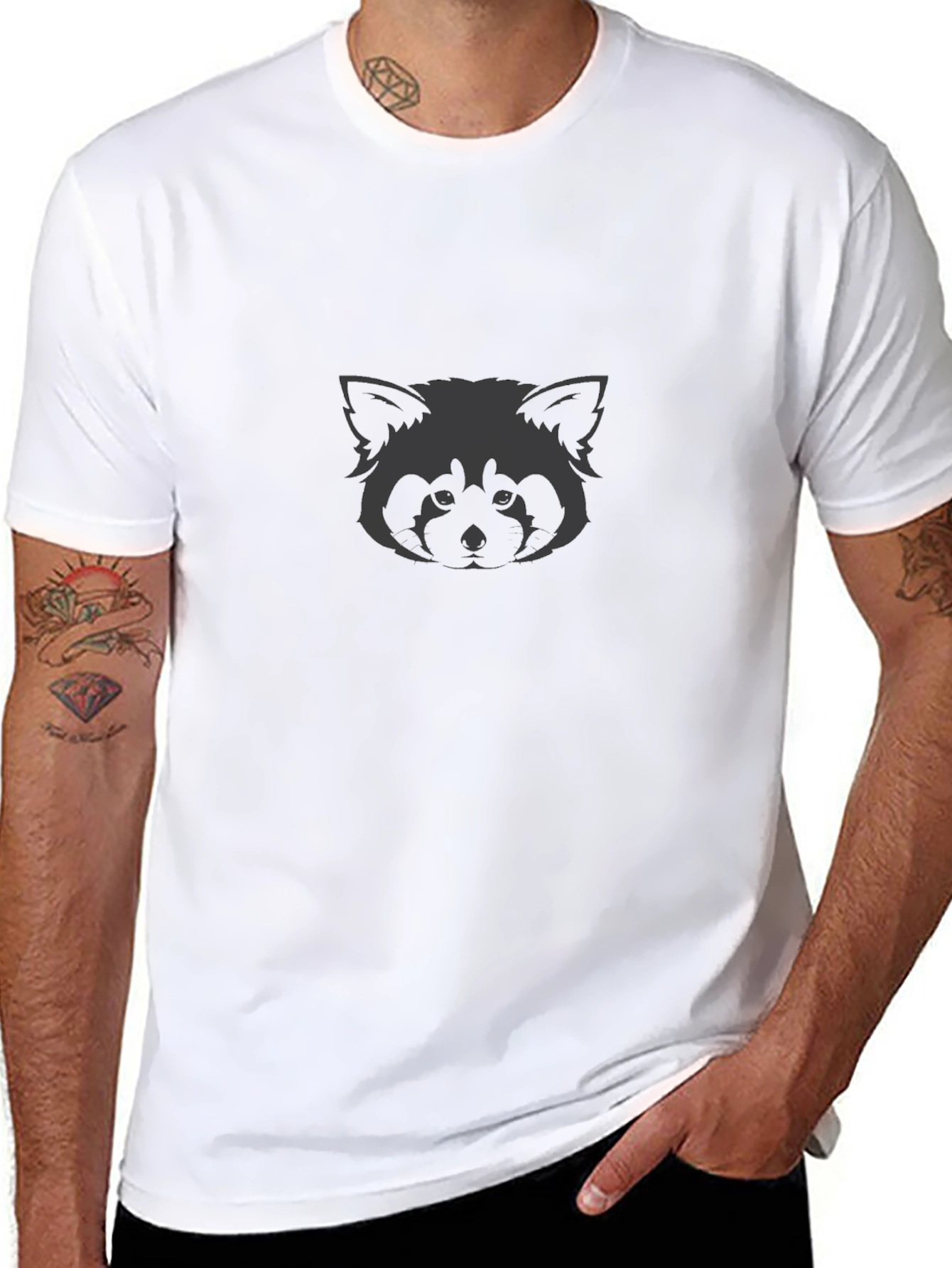 Red Panda Graphic Tee - Soft Black Cotton Blend