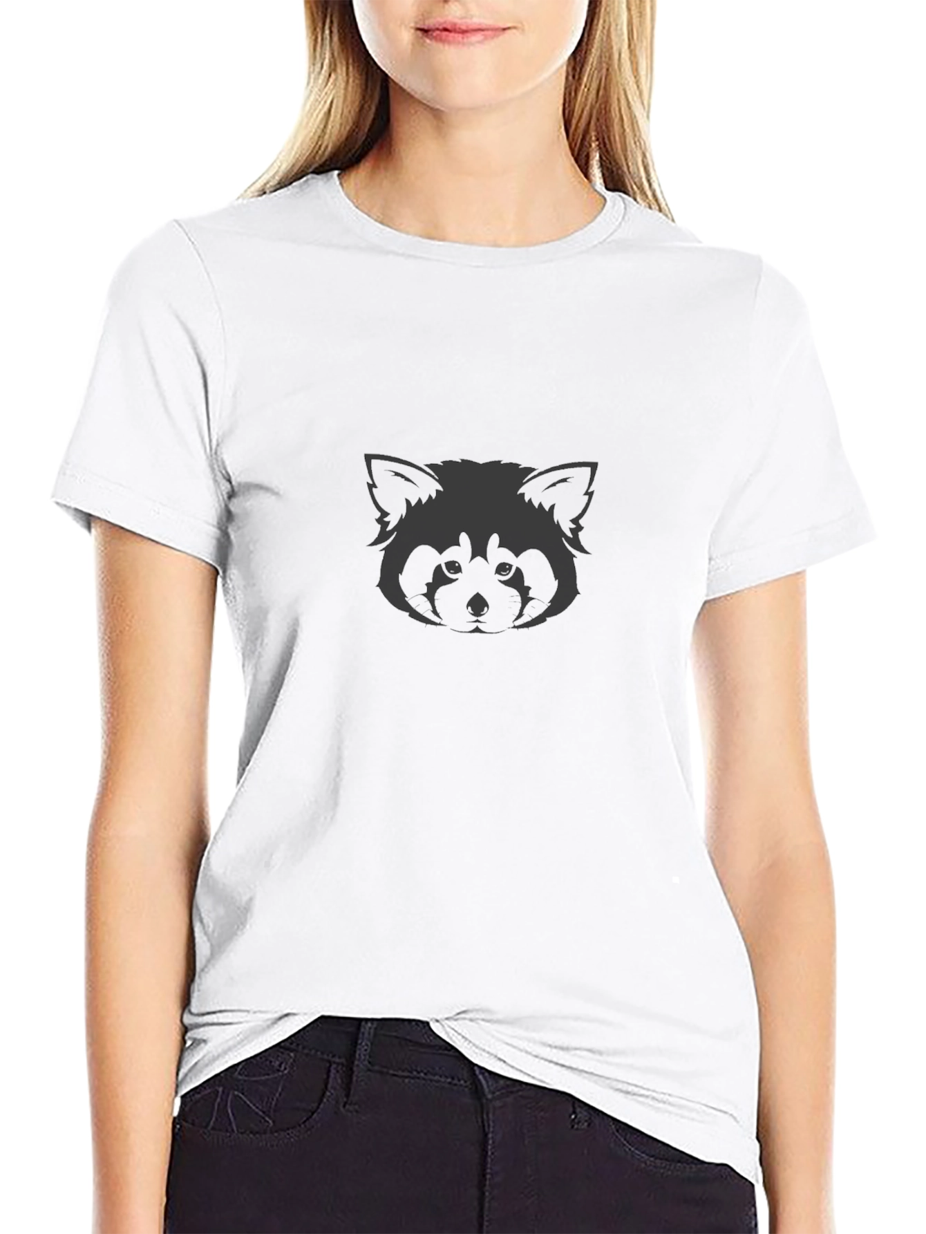 Red Panda Graphic Tee - Soft Black Cotton Blend