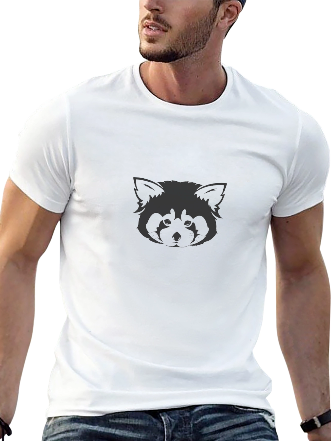Red Panda Graphic Tee - Soft Black Cotton Blend