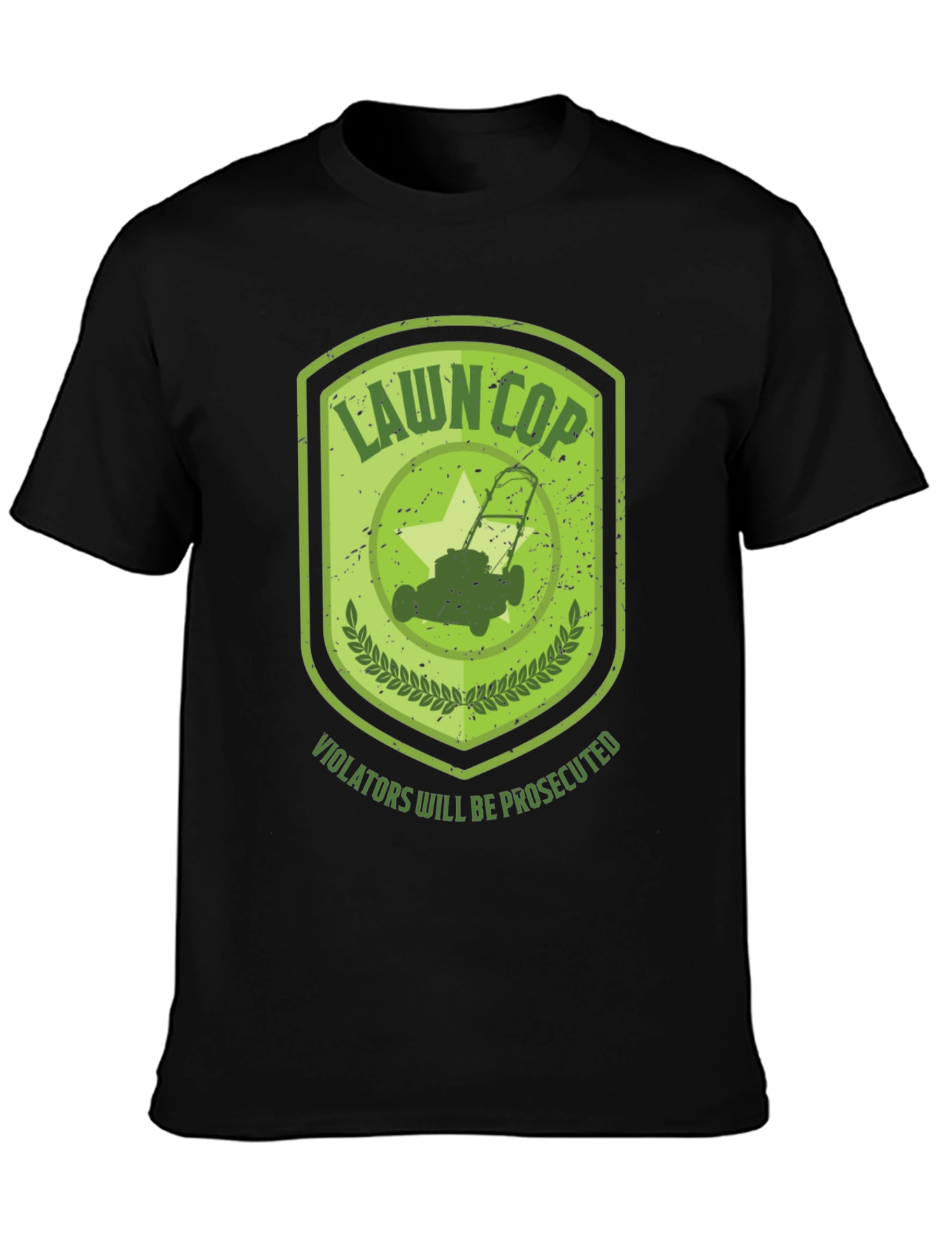 Lawn Cop Graphic T-Shirt - Funny Lawnmower Design