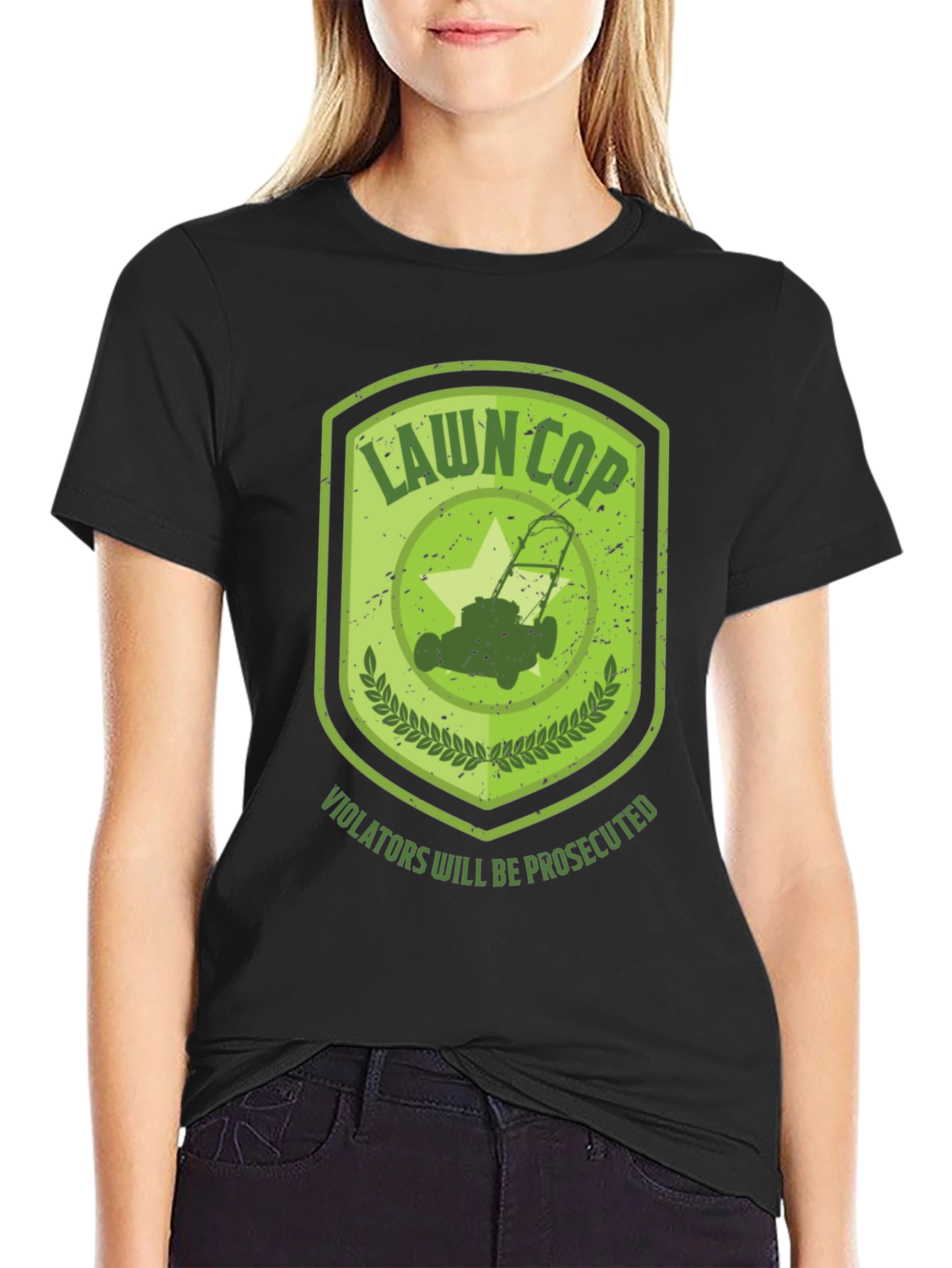 Lawn Cop Graphic T-Shirt - Funny Lawnmower Design