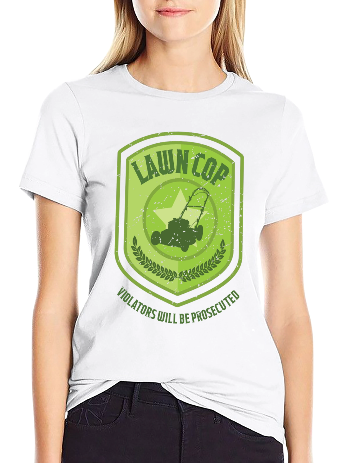 Lawn Cop Graphic T-Shirt - Funny Lawnmower Design