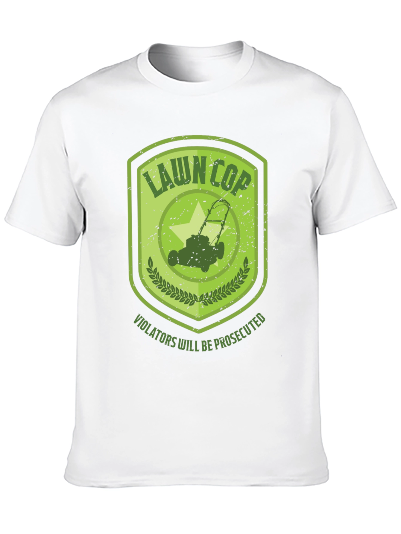 Lawn Cop Graphic T-Shirt - Funny Lawnmower Design