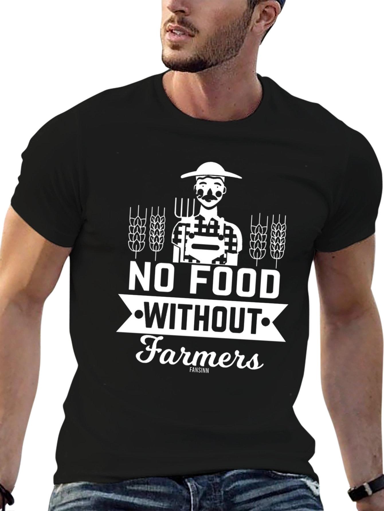 No Food Without Farmers Black T-Shirt