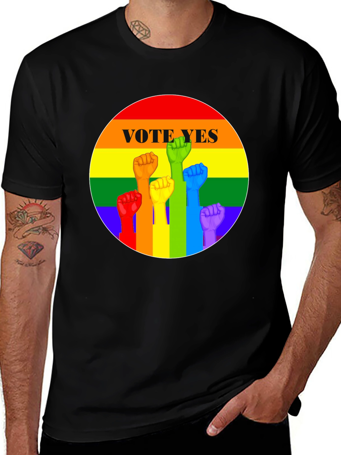 Vote Yes Rainbow Pride Fist T-Shirt