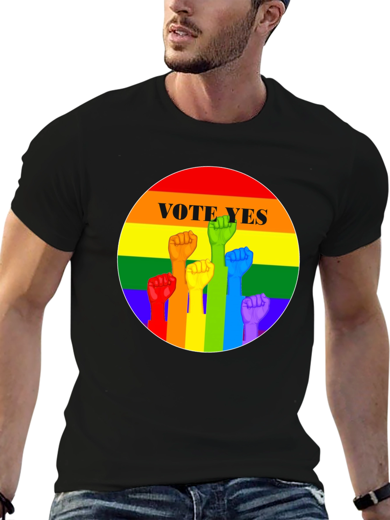 Vote Yes Rainbow Pride Fist T-Shirt