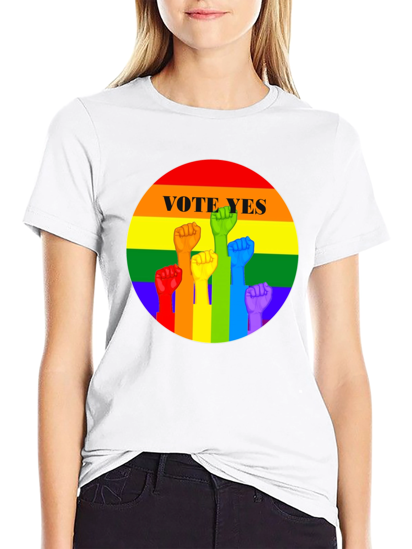 Vote Yes Rainbow Pride Fist T-Shirt