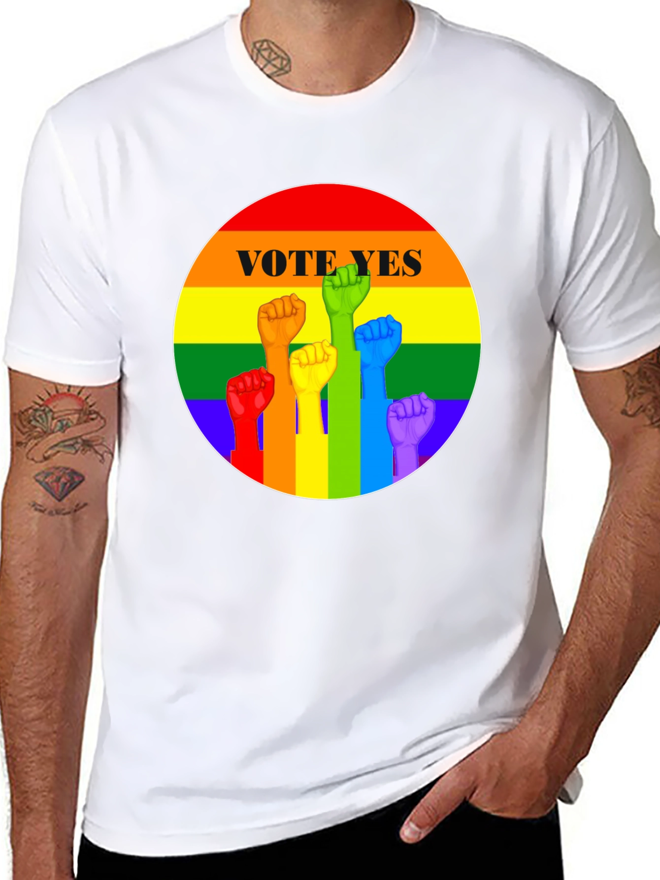 Vote Yes Rainbow Pride Fist T-Shirt