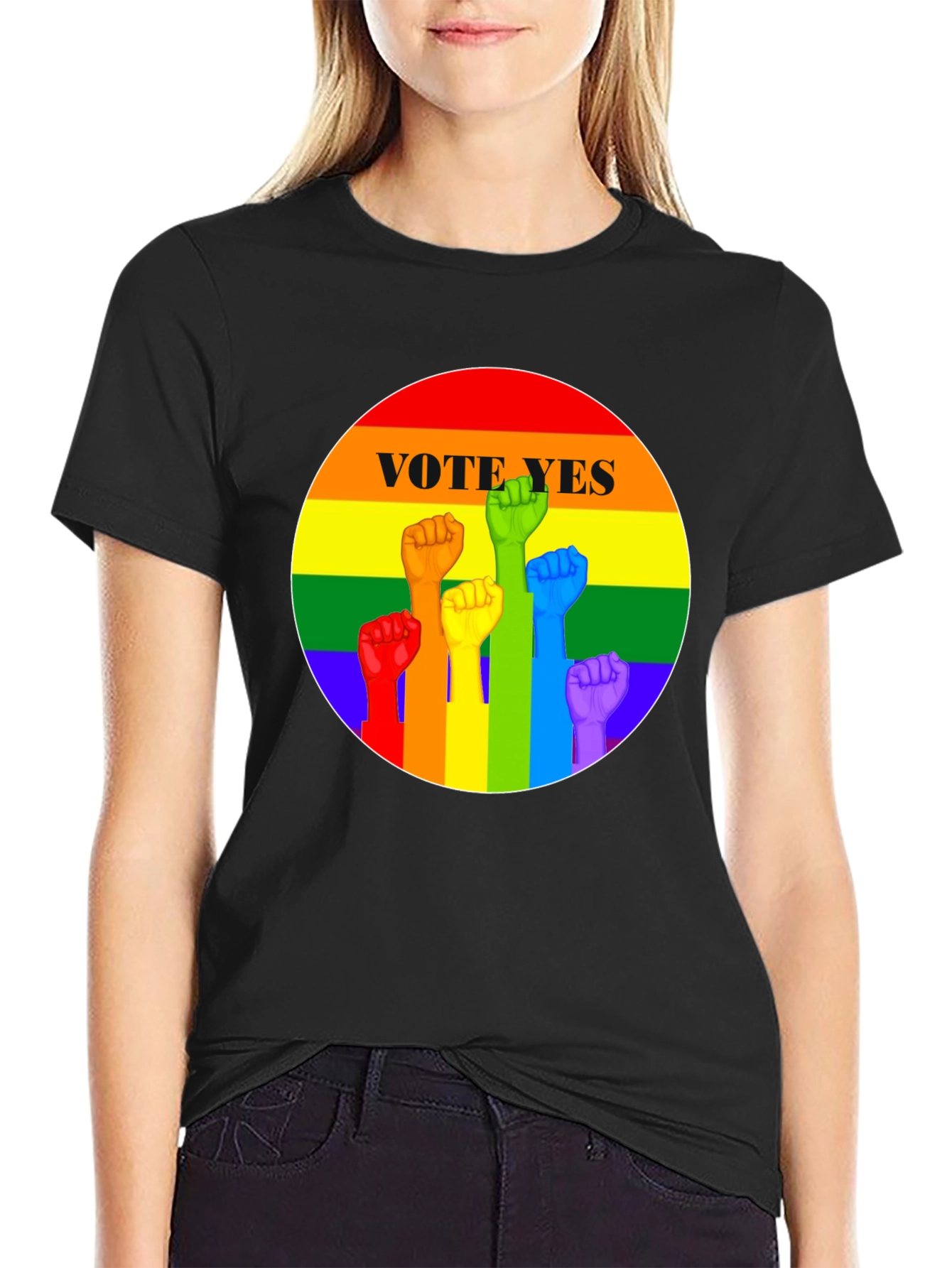 Vote Yes Rainbow Pride Fist T-Shirt