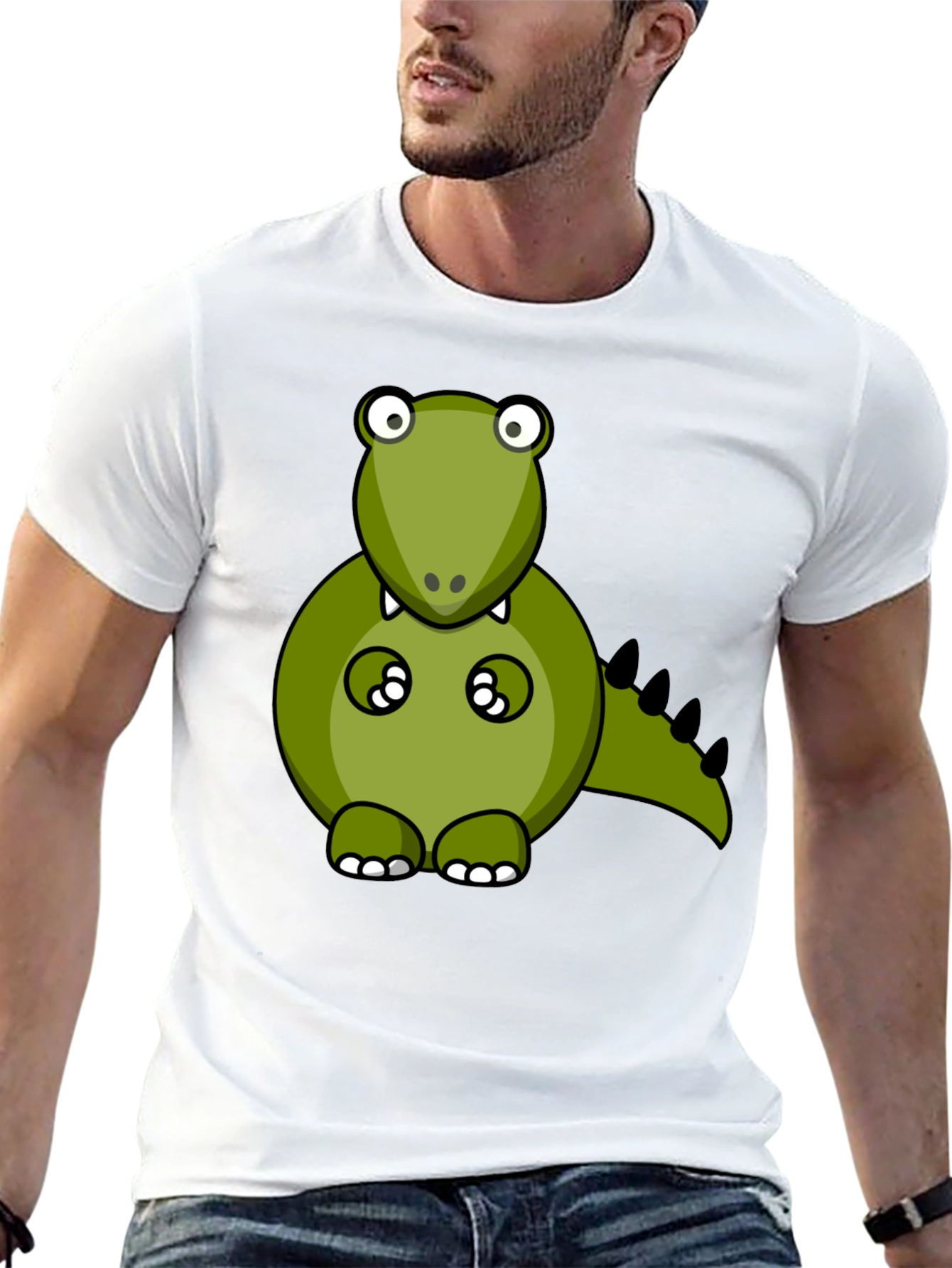 Cartoon Dino Graphic Tee - Mens Black T-Shirt