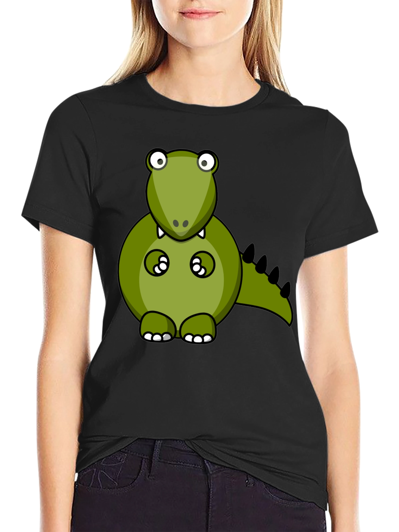 Cartoon Dino Graphic Tee - Mens Black T-Shirt