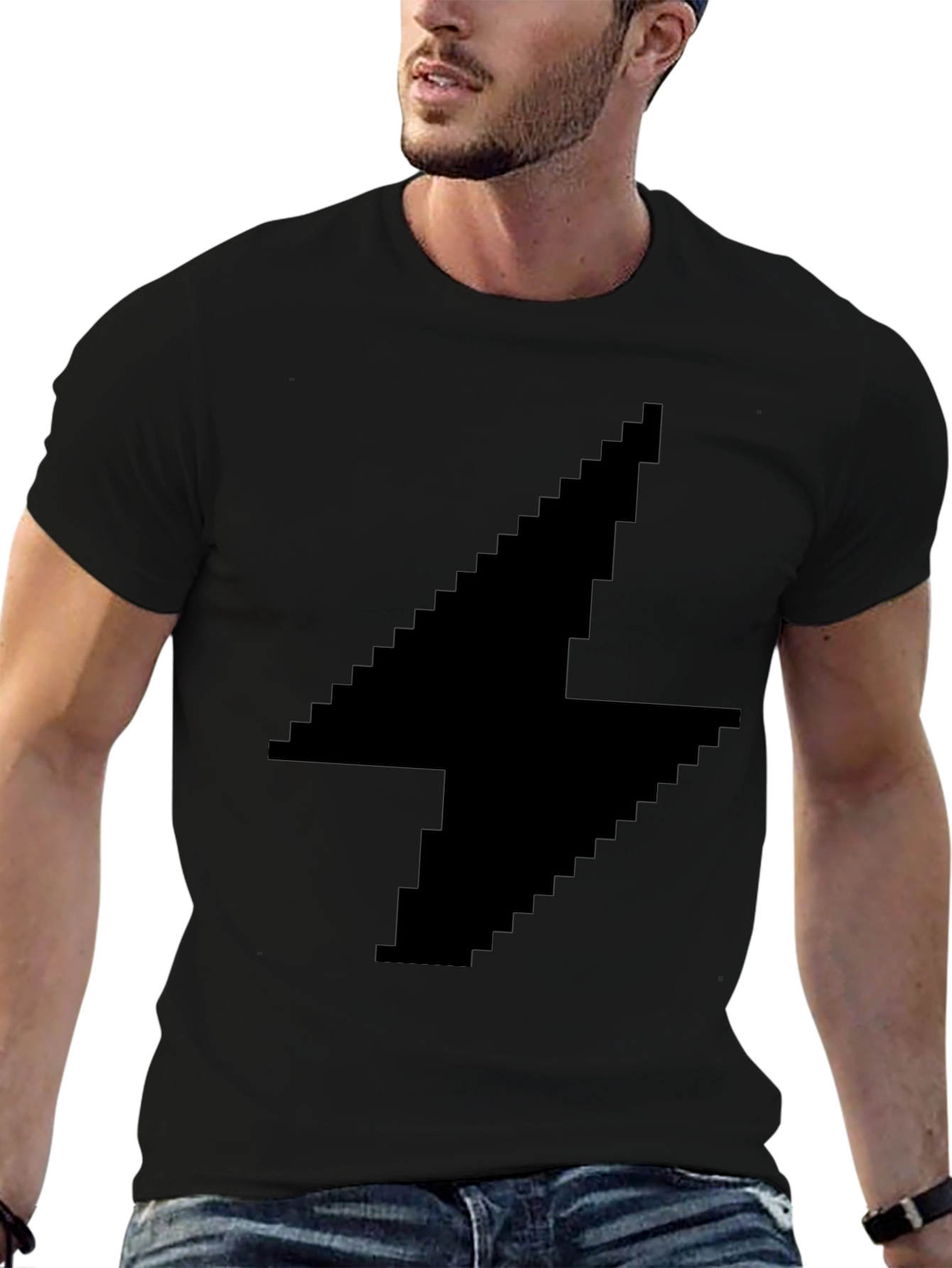Pixel Lightning Bolt Black T-Shirt