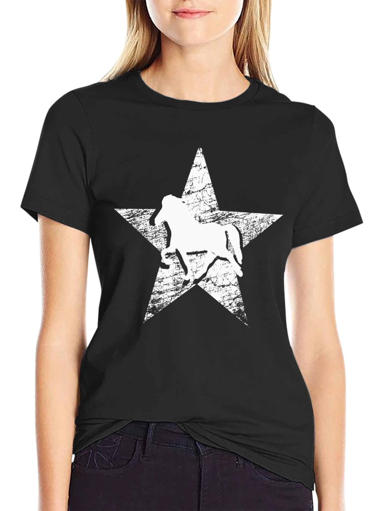 Horse Star Graphic T-Shirt - Black