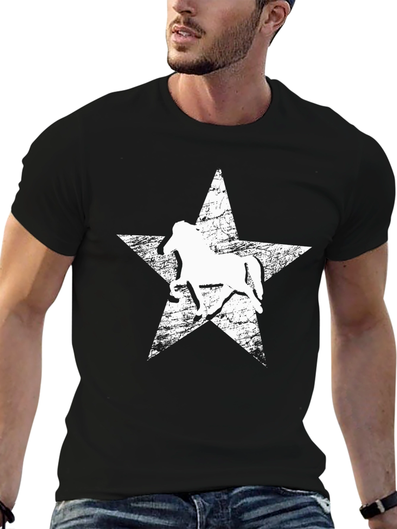 Horse Star Graphic T-Shirt - Black
