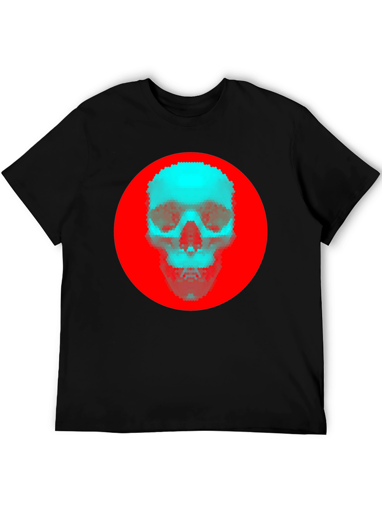 Red Circle Skull Graphic Tee - Stylish Black T-Shirt
