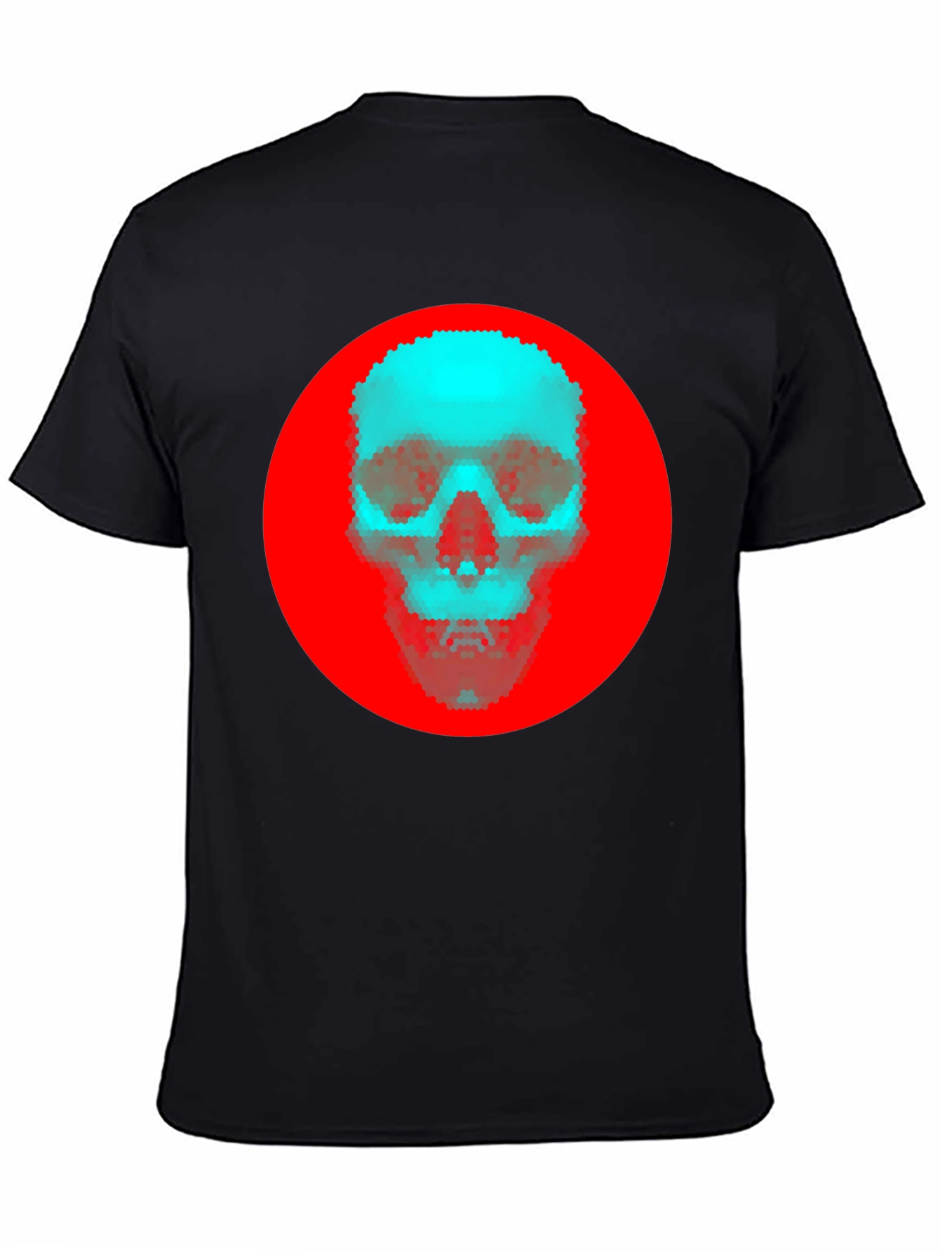 Red Circle Skull Graphic Tee - Stylish Black T-Shirt