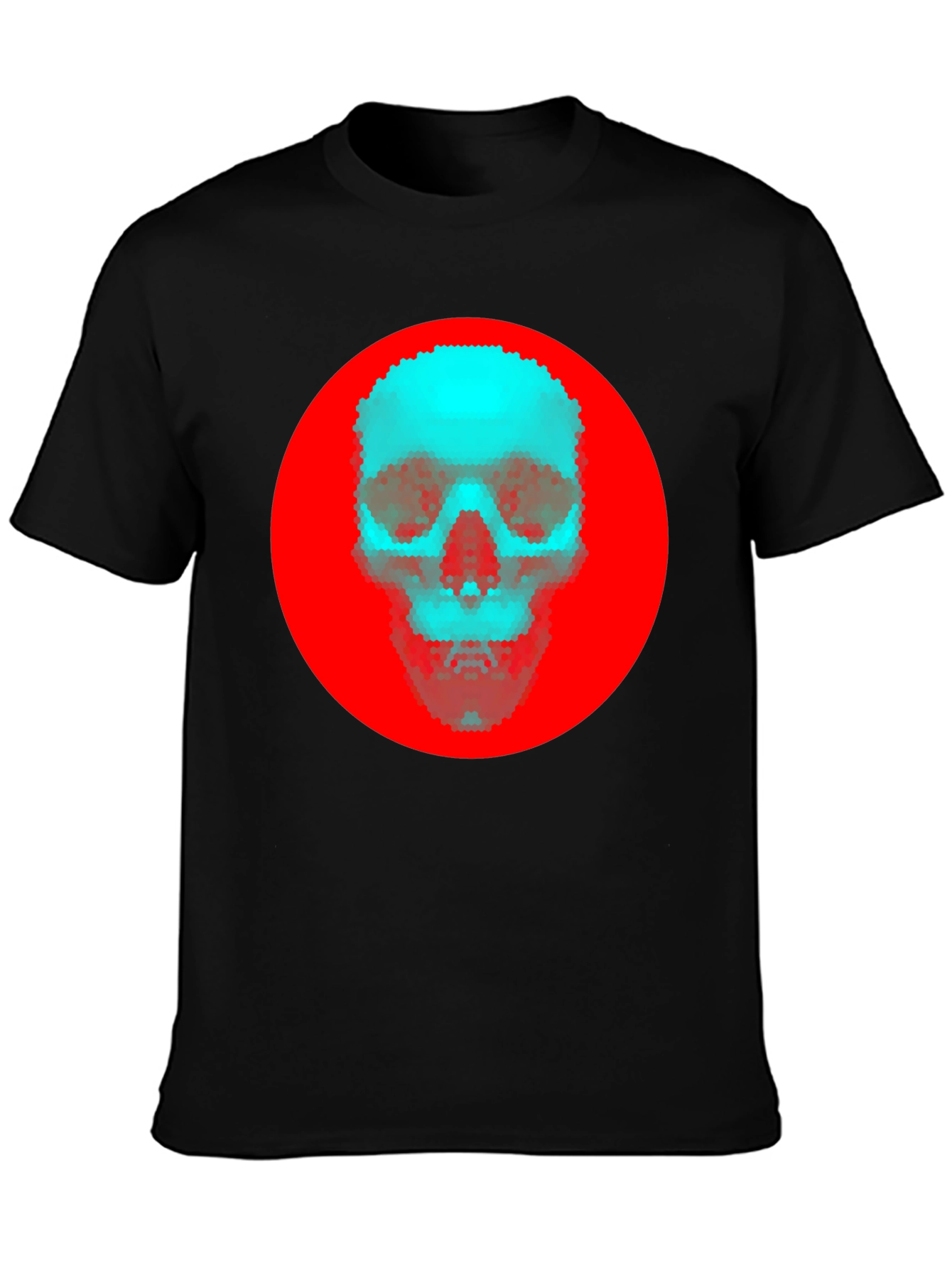 Red Circle Skull Graphic Tee - Stylish Black T-Shirt
