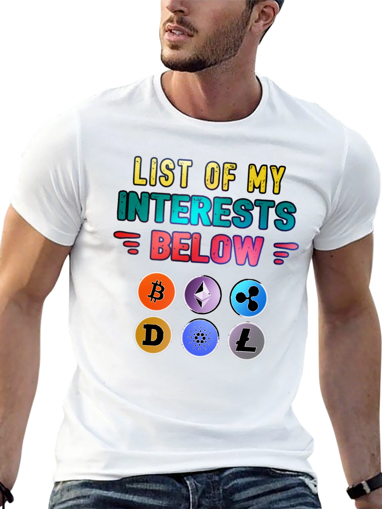 Crypto Interests T-Shirt - Bitcoin Ethereum & More!