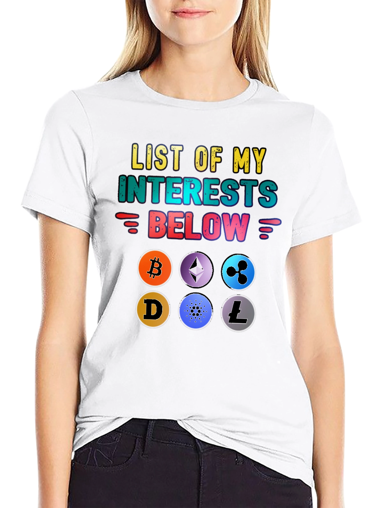Crypto Interests T-Shirt - Bitcoin Ethereum & More!