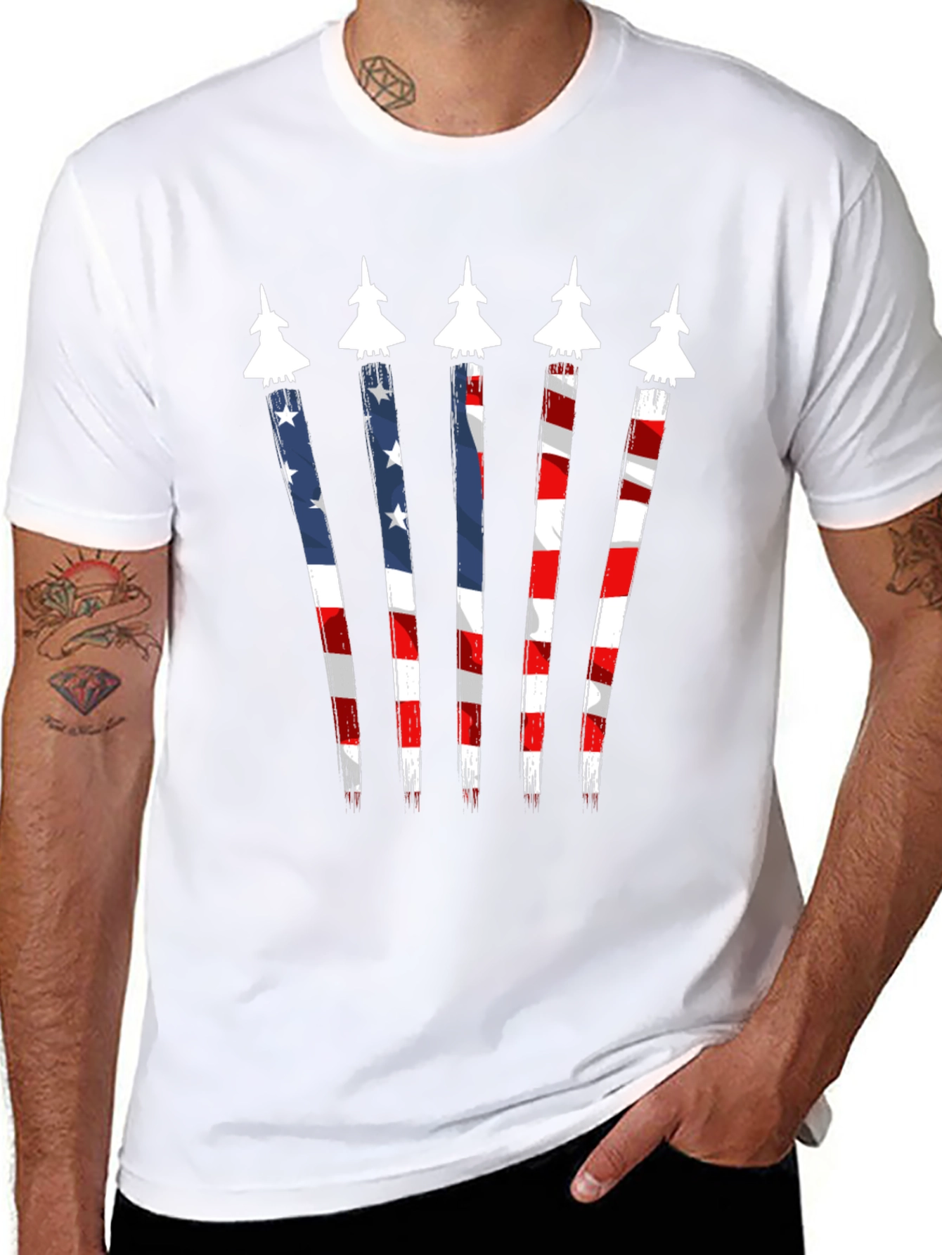 American Flag Fighter Jet Graphic Tee