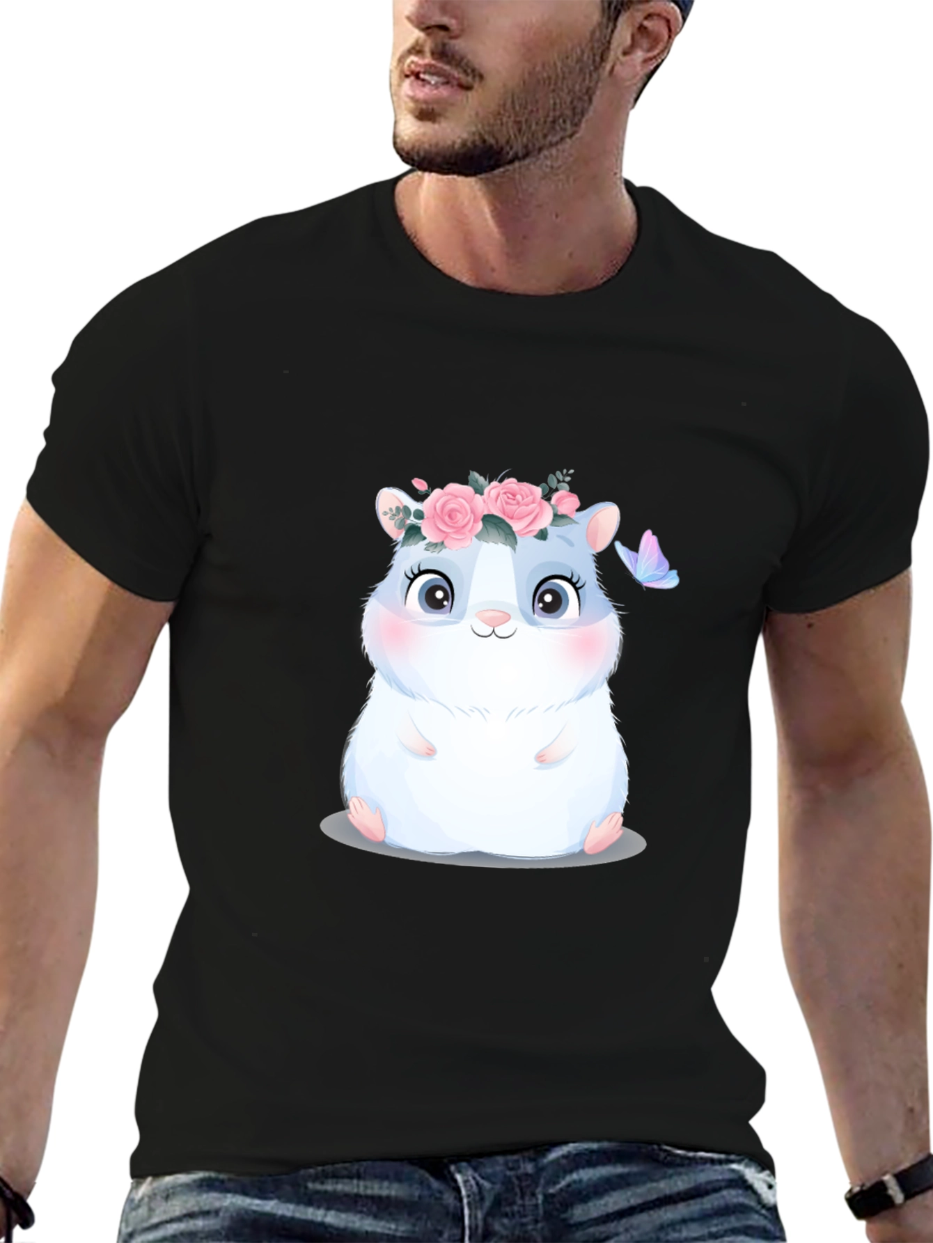 Cute Hamster in Flower Crown T-Shirt